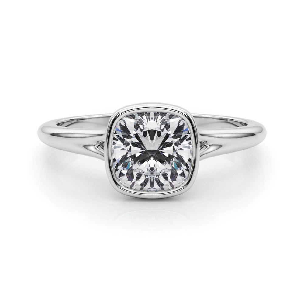 Bezel Set Cushion Solitaire Engagement Ring