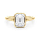Bezel Set Emerald Cut Solitaire Engagement RIng