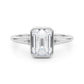 Bezel Set Emerald Cut Solitaire Engagement RIng