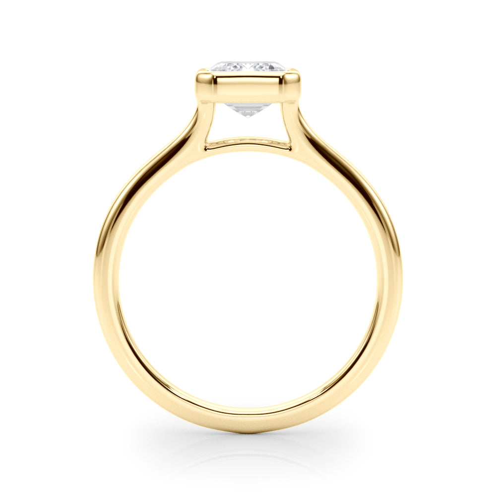 Bezel Set Emerald Cut Solitaire Engagement RIng