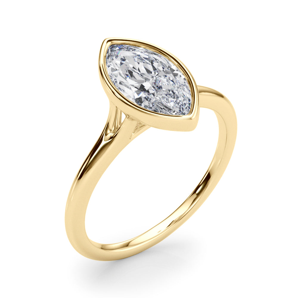 Bezel Set Marquise Solitaire Engagement Ring
