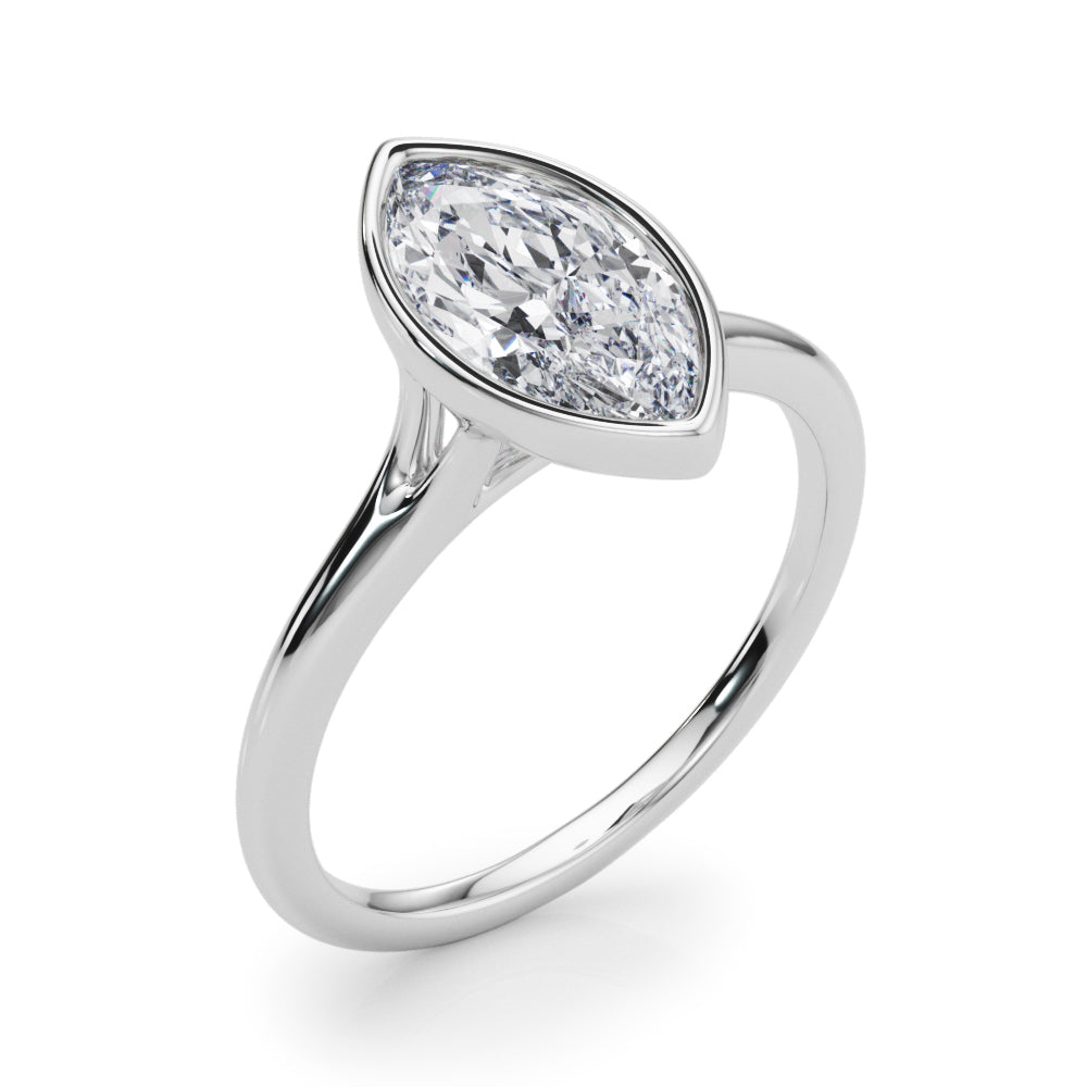 Bezel Set Marquise Solitaire Engagement Ring