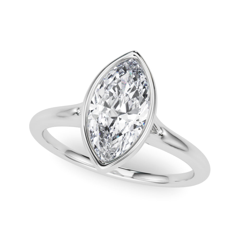 Bezel Set Marquise Solitaire Engagement Ring