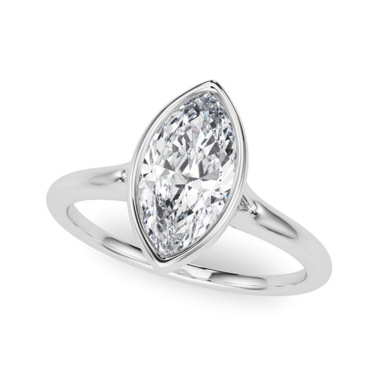 Bezel Set Marquise Solitaire Engagement Ring