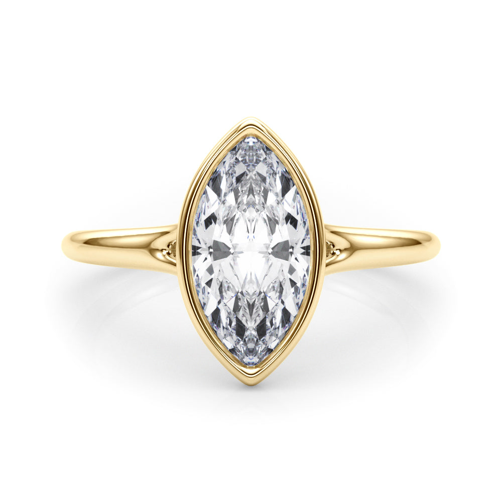 Bezel Set Marquise Solitaire Engagement Ring