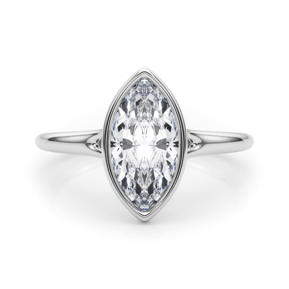 Bezel Set Marquise Solitaire Engagement Ring