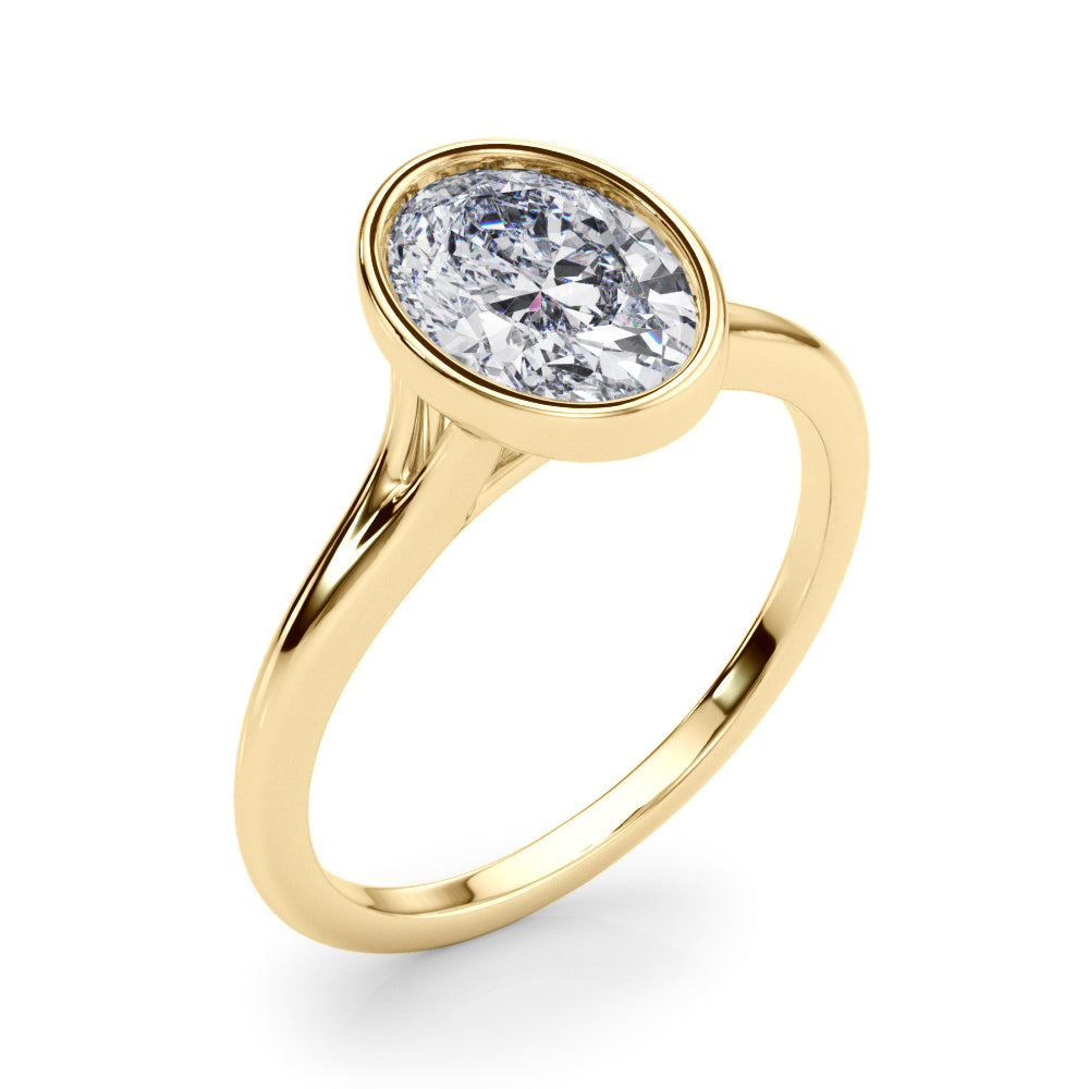 Bezel Set Oval Solitaire Engagement Ring