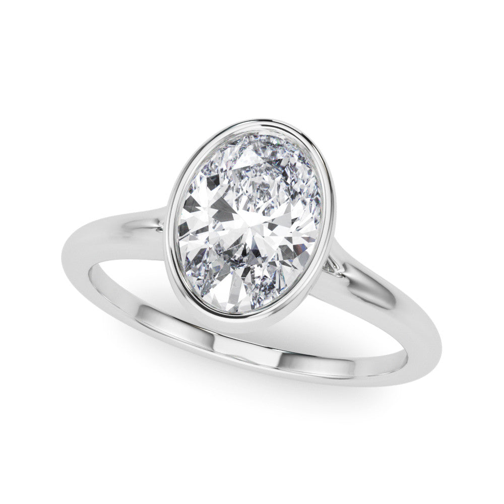 Bezel Set Oval Solitaire Engagement Ring
