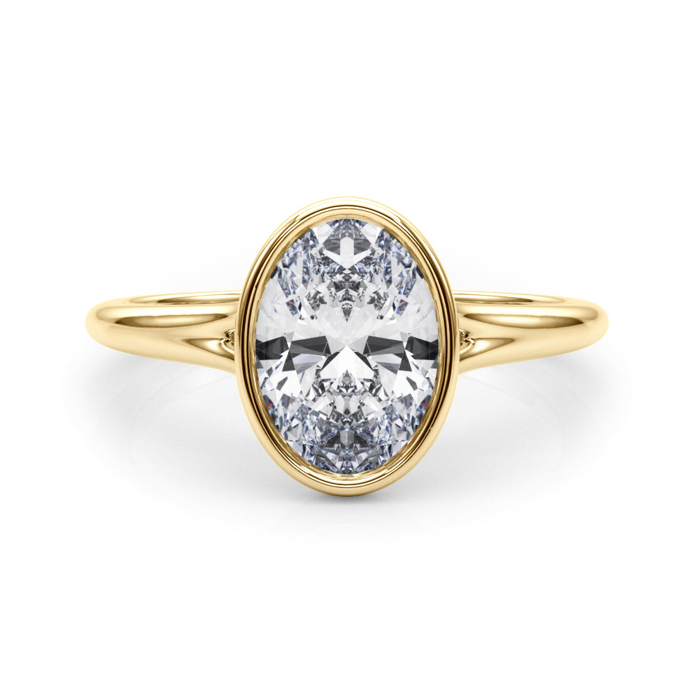 Bezel Set Oval Solitaire Engagement Ring