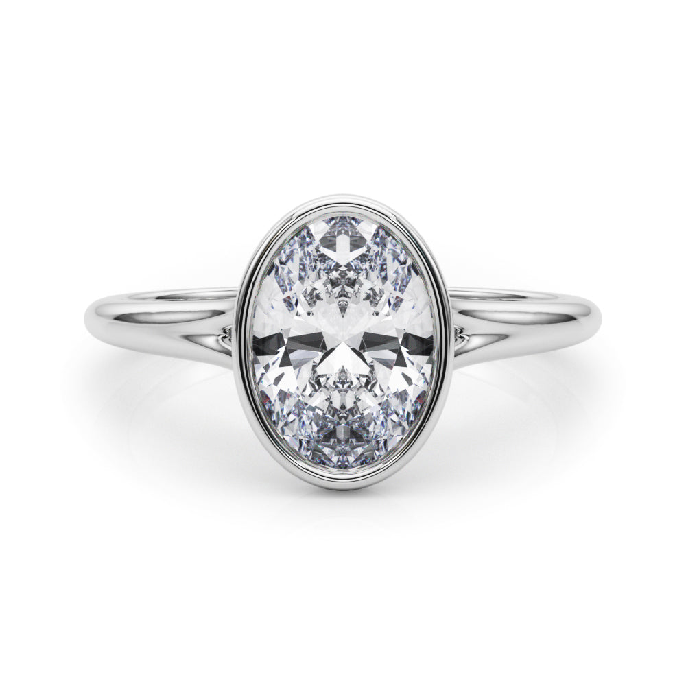 Bezel Set Oval Solitaire Engagement Ring