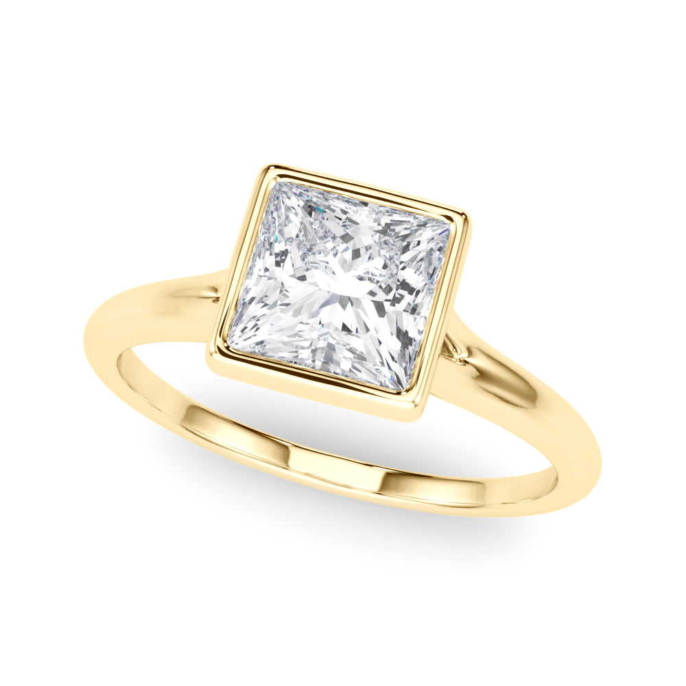 Bezel Set Princess Cut Solitaire Engagement Ring