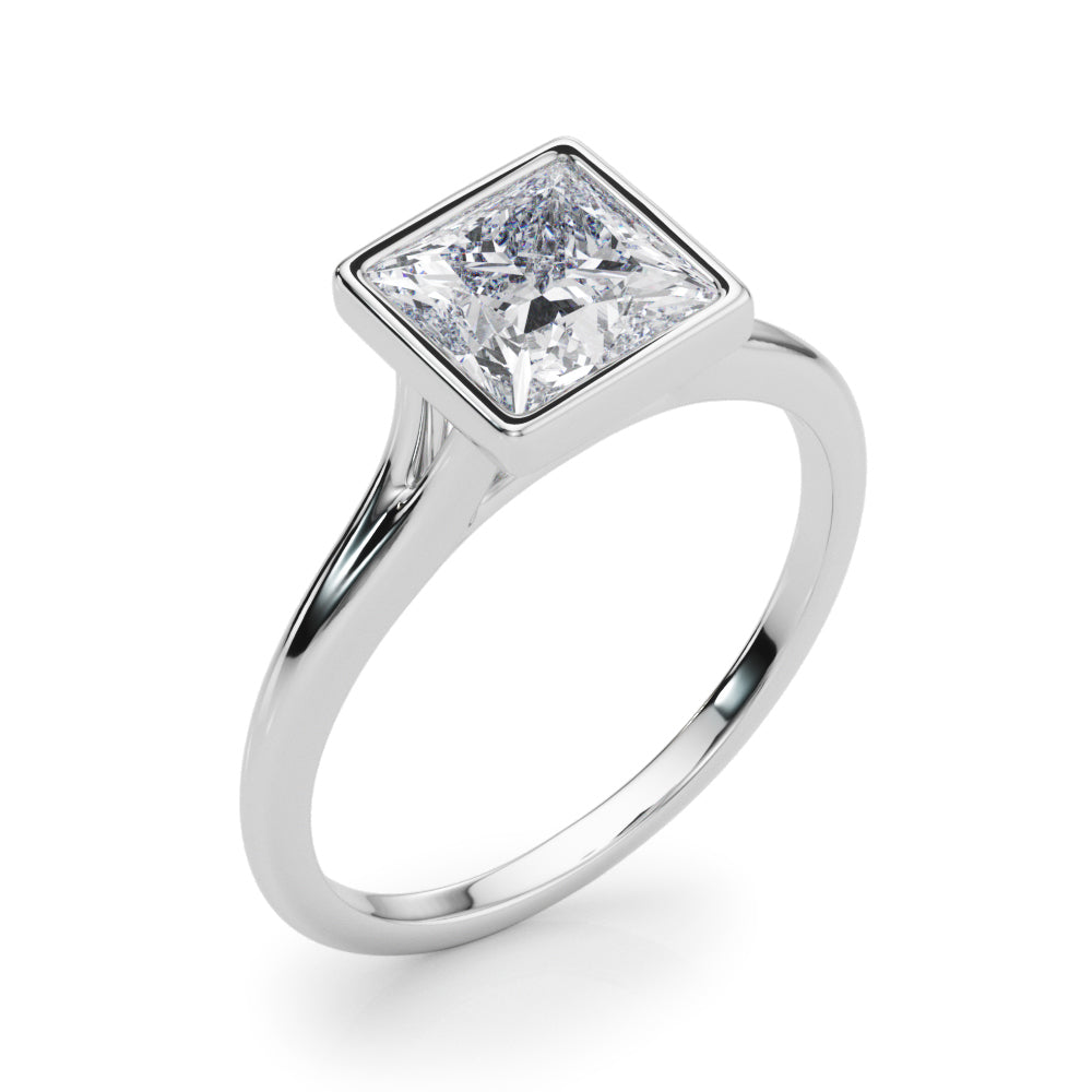 Bezel Set Princess Cut Solitaire Engagement Ring