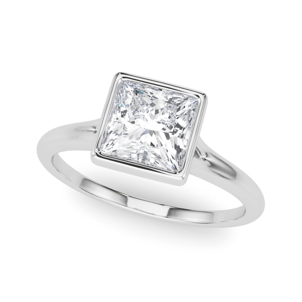Bezel Set Princess Cut Solitaire Engagement Ring