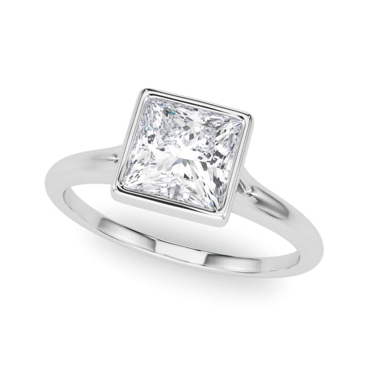 Bezel Set Princess Cut Solitaire Engagement Ring