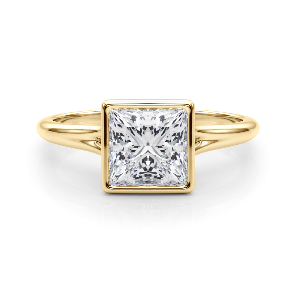 Bezel Set Princess Cut Solitaire Engagement Ring