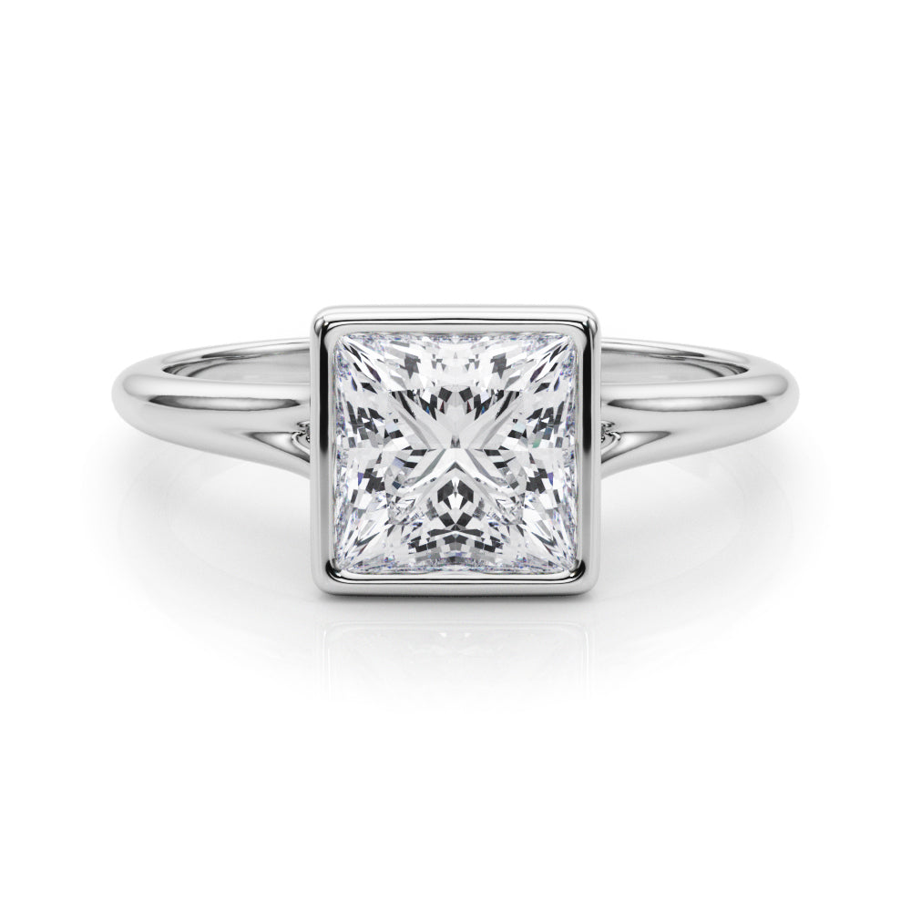 Bezel Set Princess Cut Solitaire Engagement Ring