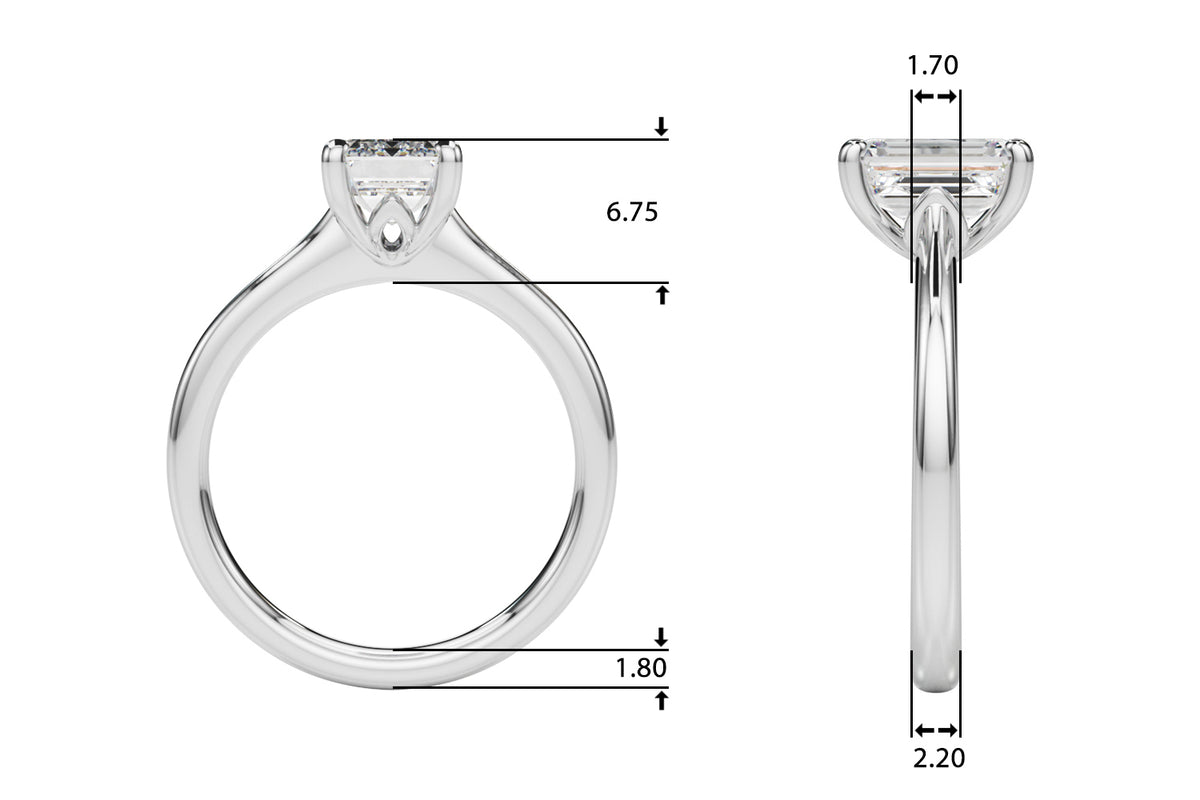 Solitaire Emerald Cut Engagement Ring