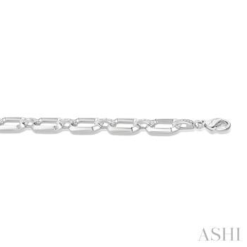 1/10 Ctw Emerald Shape D-Link Round Cut Diamond Fashion Bracelet in Sterling Silver