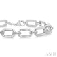 1/10 Ctw Emerald Shape D-Link Round Cut Diamond Fashion Bracelet in Sterling Silver