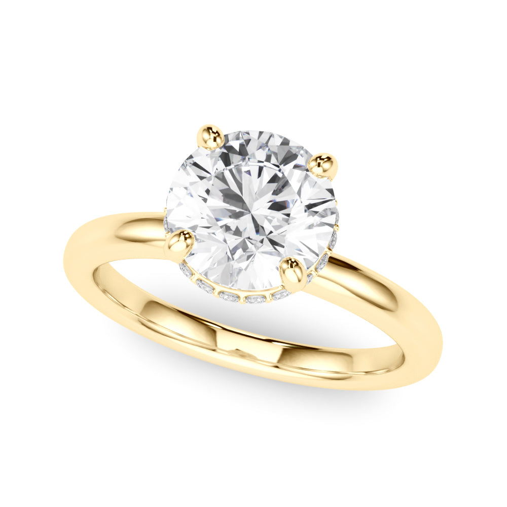Double Hidden Halo Round Engagement Ring
