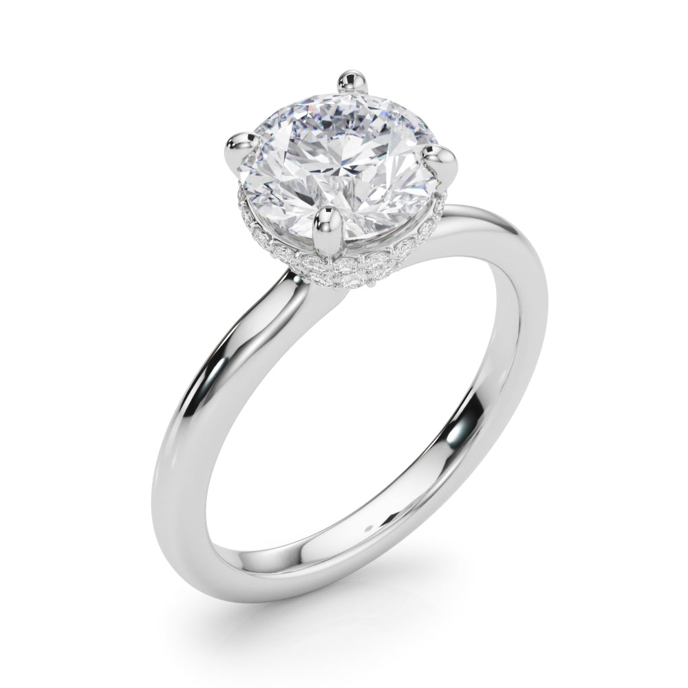 Double Hidden Halo Round Engagement Ring