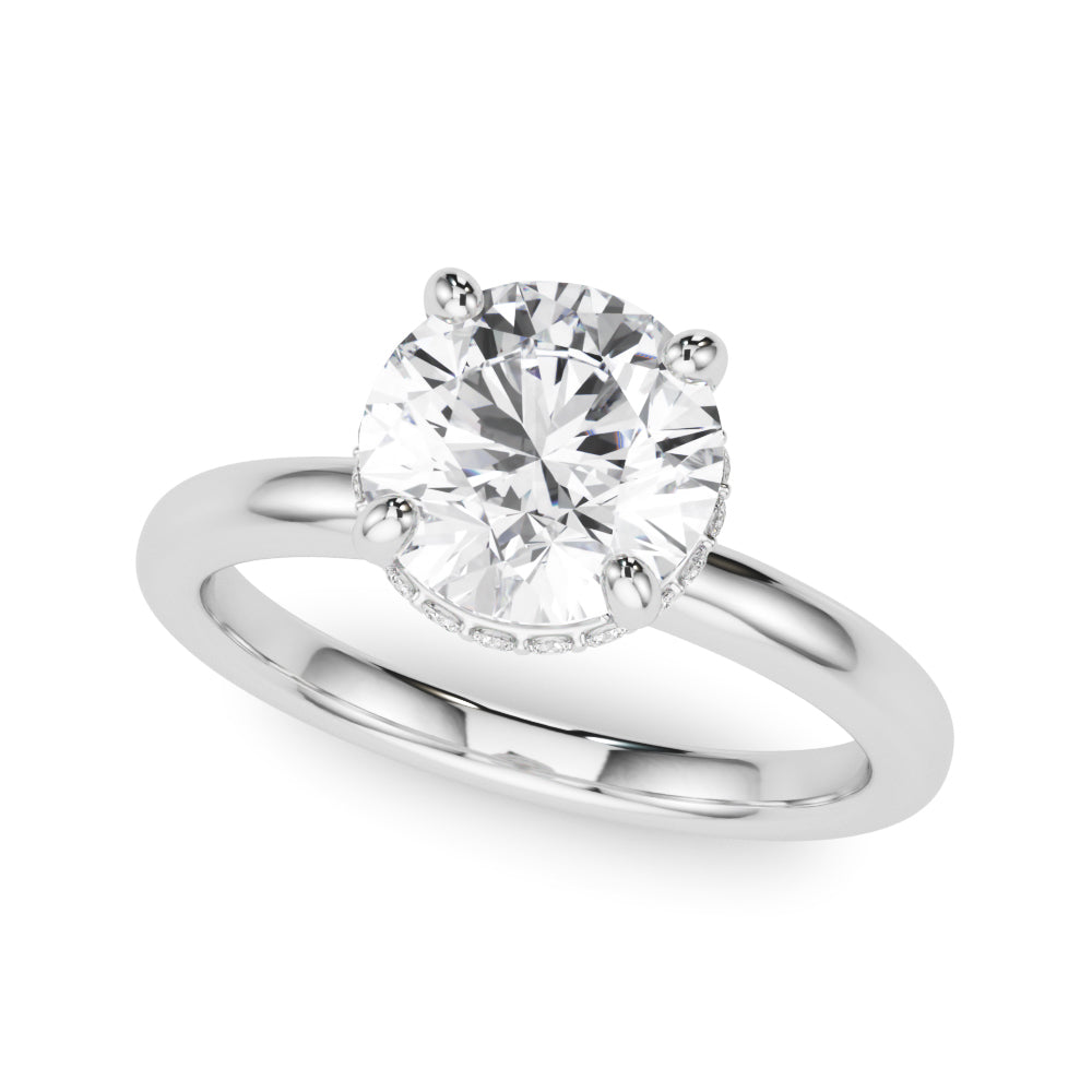 Double Hidden Halo Round Engagement Ring