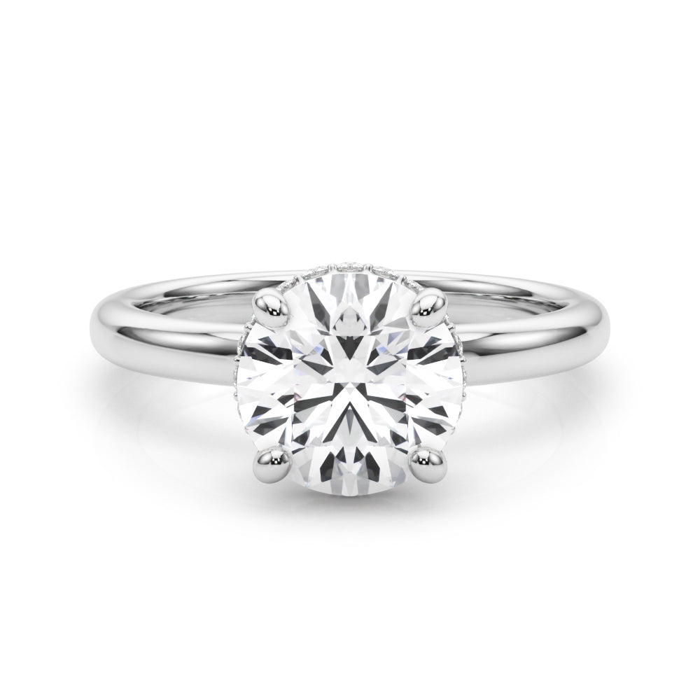 Double Hidden Halo Round Engagement Ring