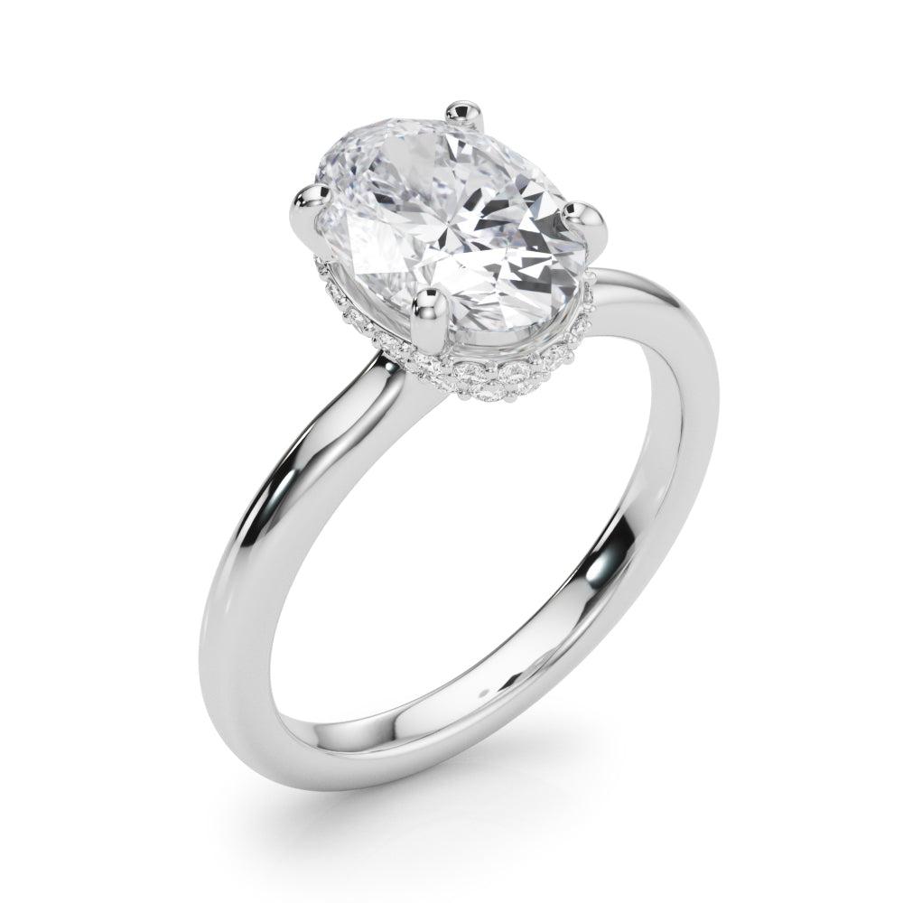Double Hidden Halo Oval Engagement Ring