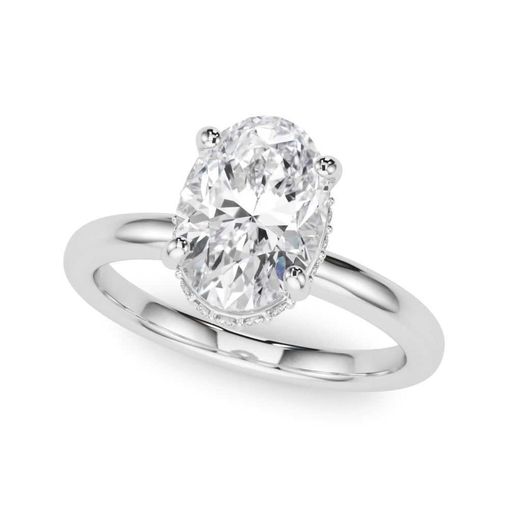 Double Hidden Halo Oval Engagement Ring