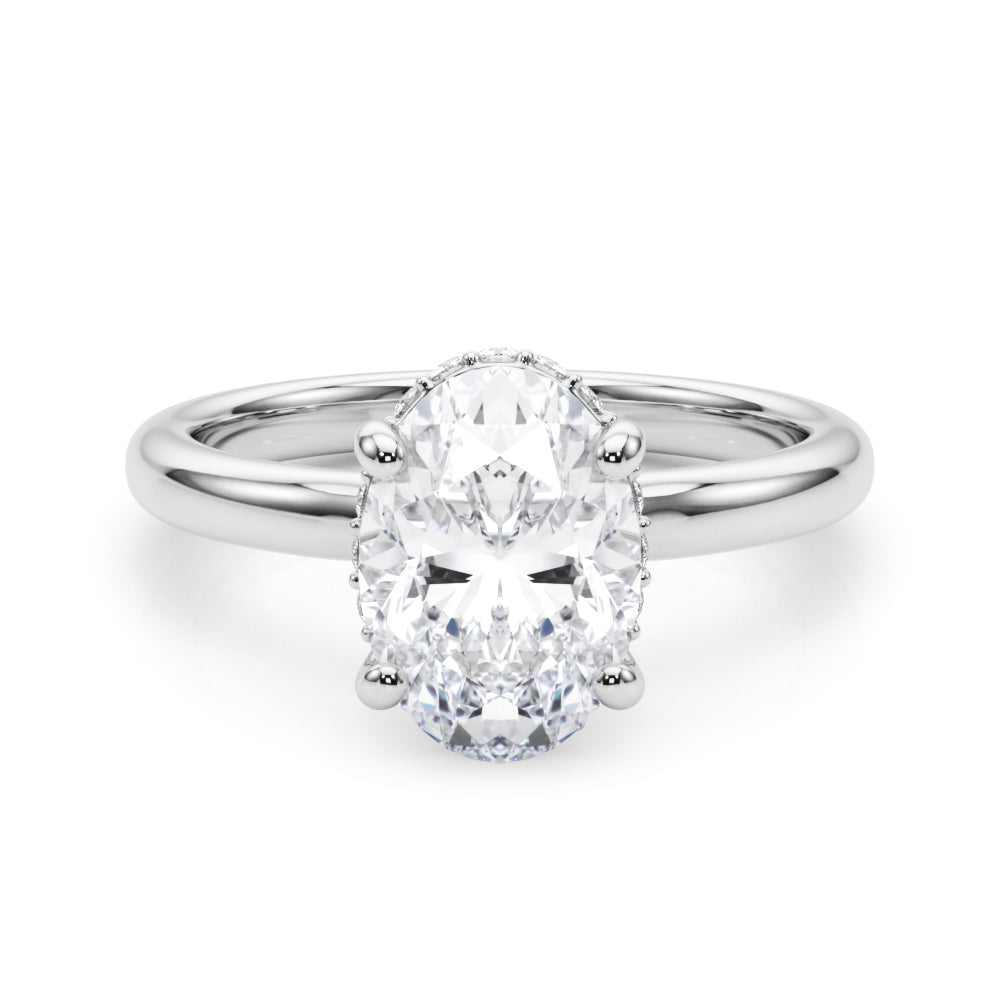 Double Hidden Halo Oval Engagement Ring