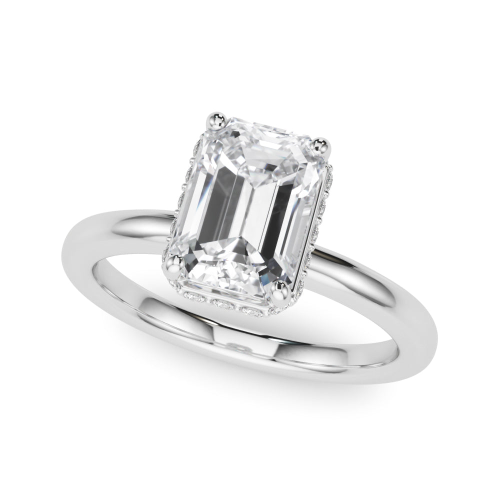 Double Hidden Halo Emerald Cut Engagement Ring