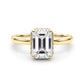 Double Hidden Halo Emerald Cut Engagement Ring