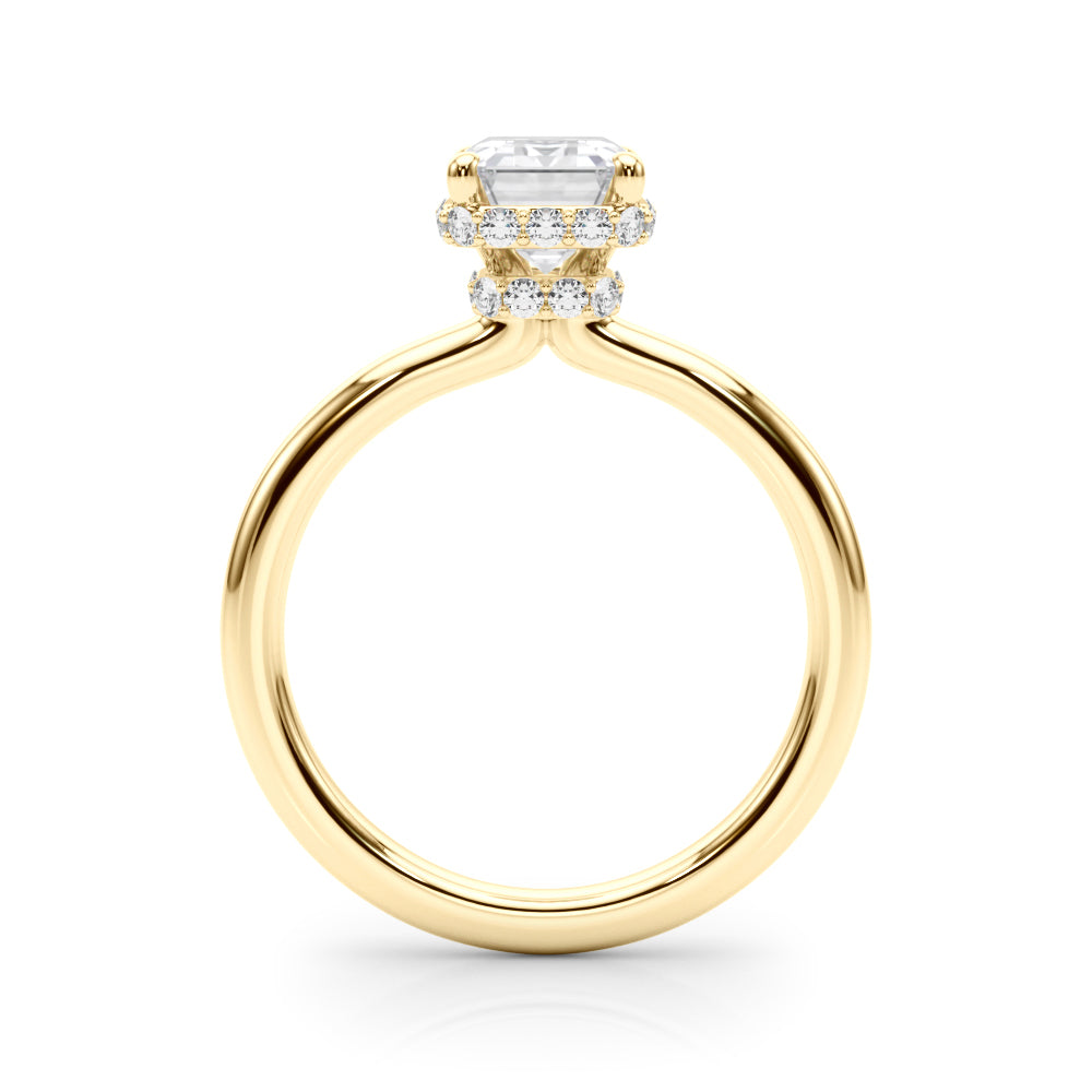 Double Hidden Halo Emerald Cut Engagement Ring