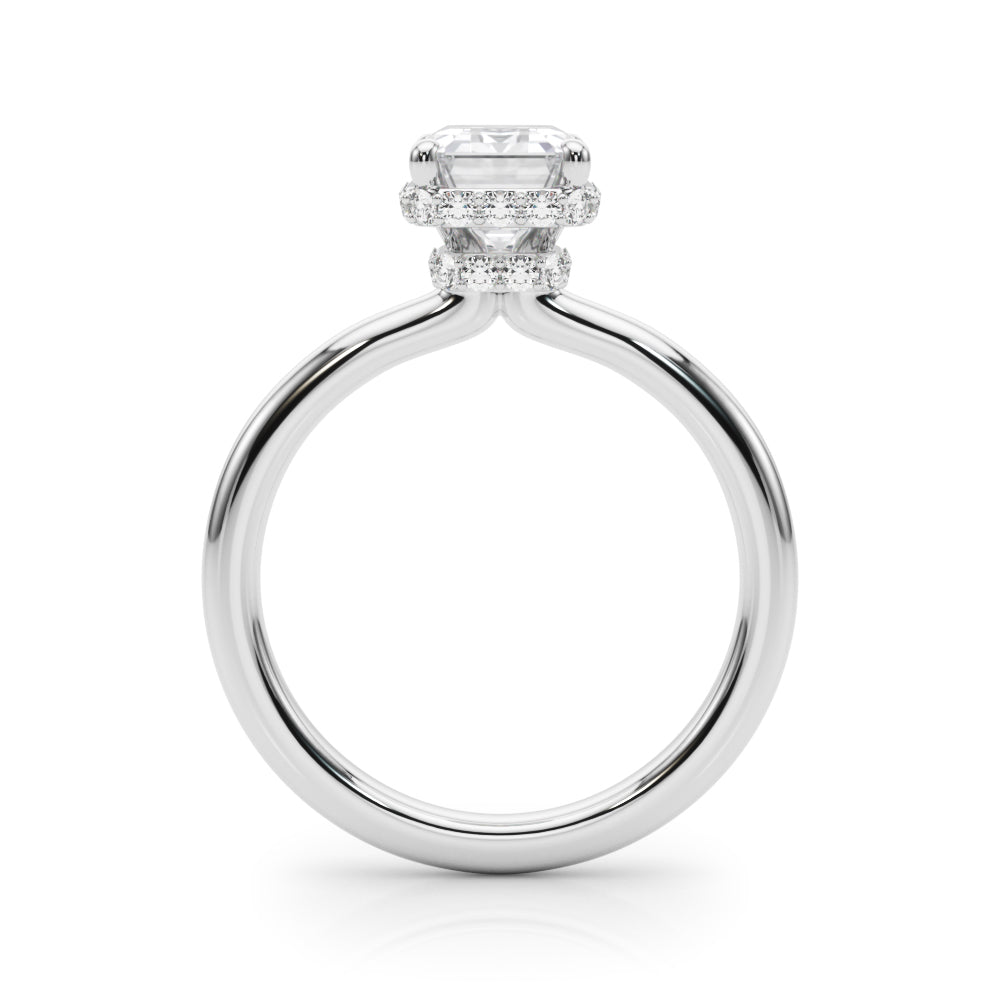 Double Hidden Halo Emerald Cut Engagement Ring
