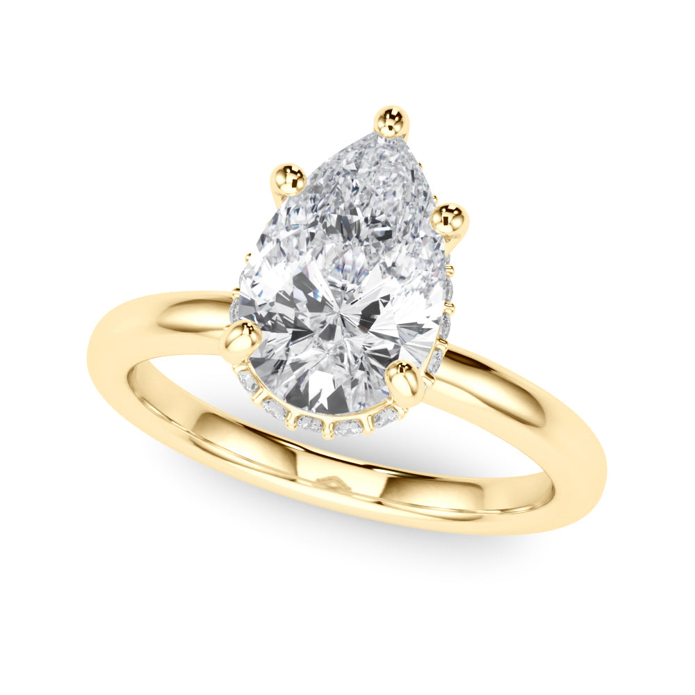Double Hidden Halo Pear Engagement Ring