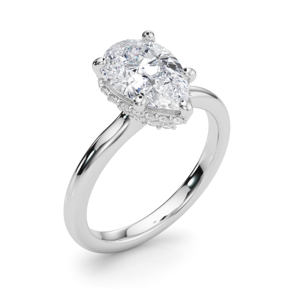 Double Hidden Halo Pear Engagement Ring