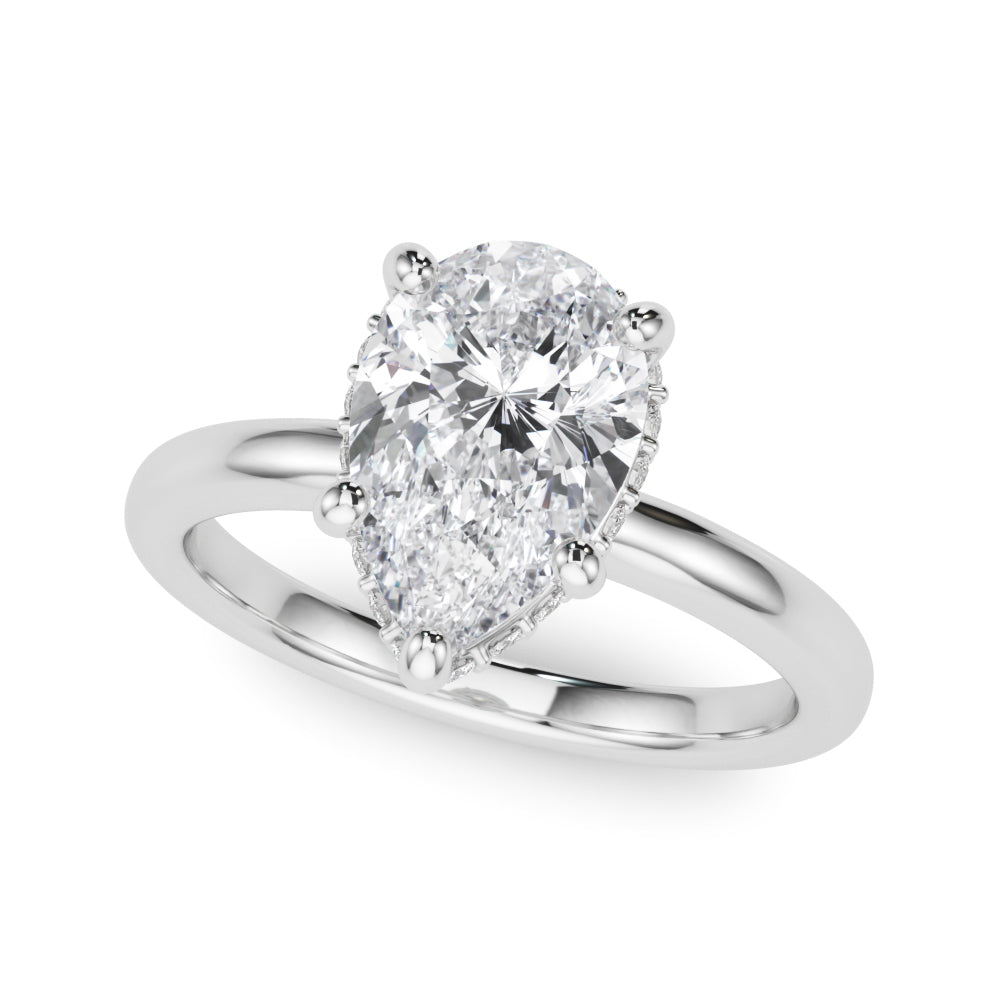 Double Hidden Halo Pear Engagement Ring