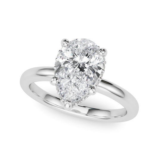 Double Hidden Halo Pear Engagement Ring