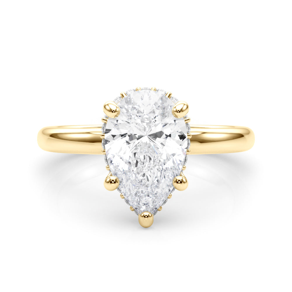 Double Hidden Halo Pear Engagement Ring