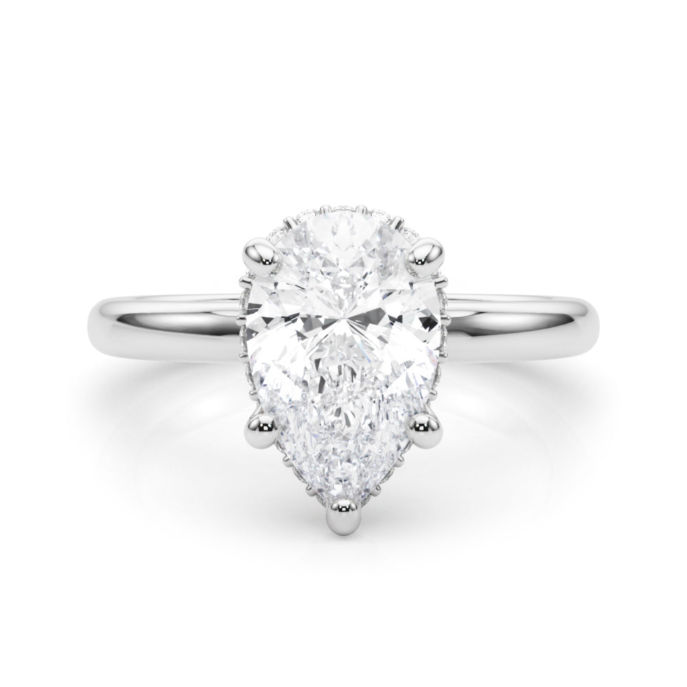 Double Hidden Halo Pear Engagement Ring