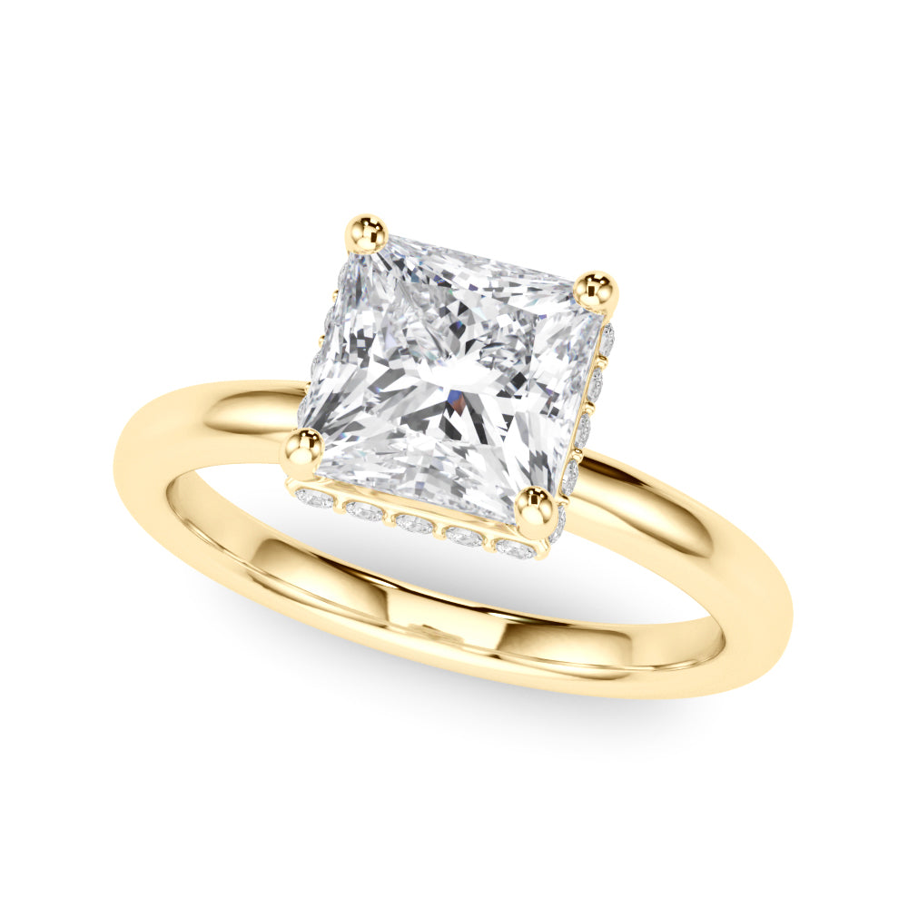 Double Hidden Halo Princess Cut Engagement Ring