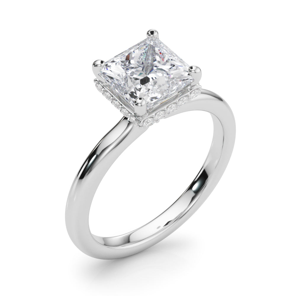 Double Hidden Halo Princess Cut Engagement Ring