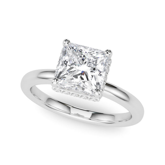 Double Hidden Halo Princess Cut Engagement Ring