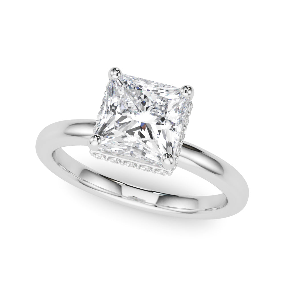Double Hidden Halo Princess Cut Engagement Ring