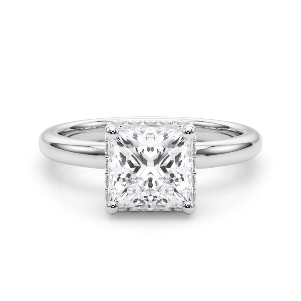 Double Hidden Halo Princess Cut Engagement Ring
