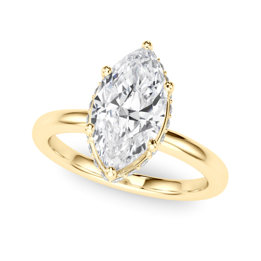 Double Hidden Halo Marquise Engagement Ring