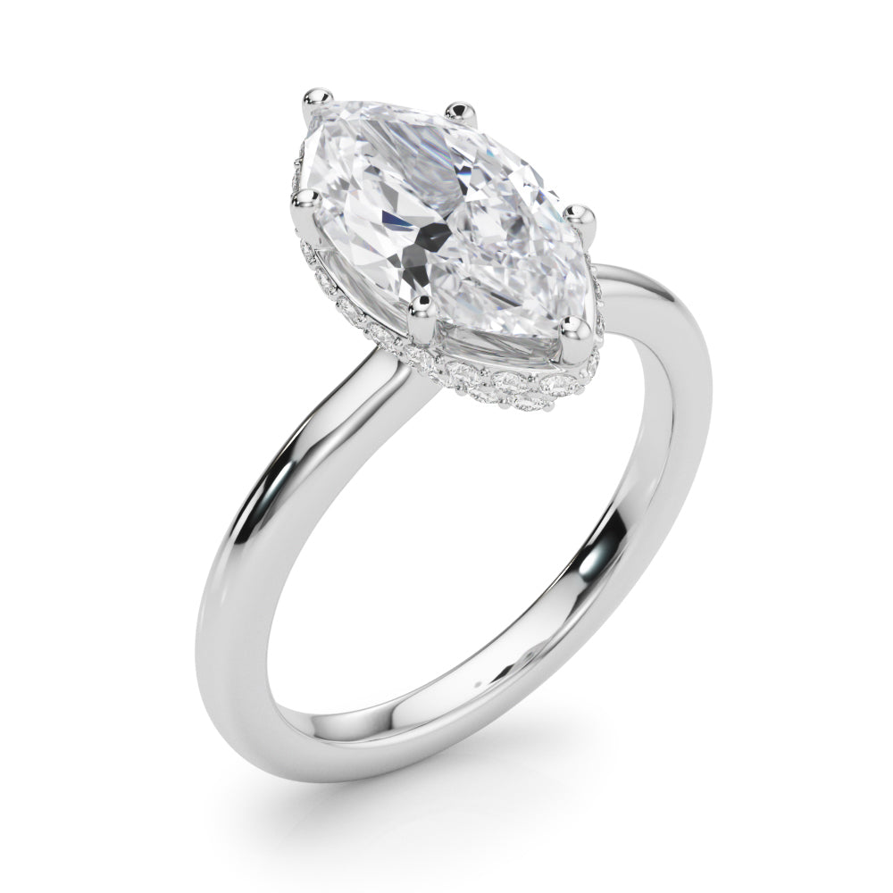 Double Hidden Halo Marquise Engagement Ring