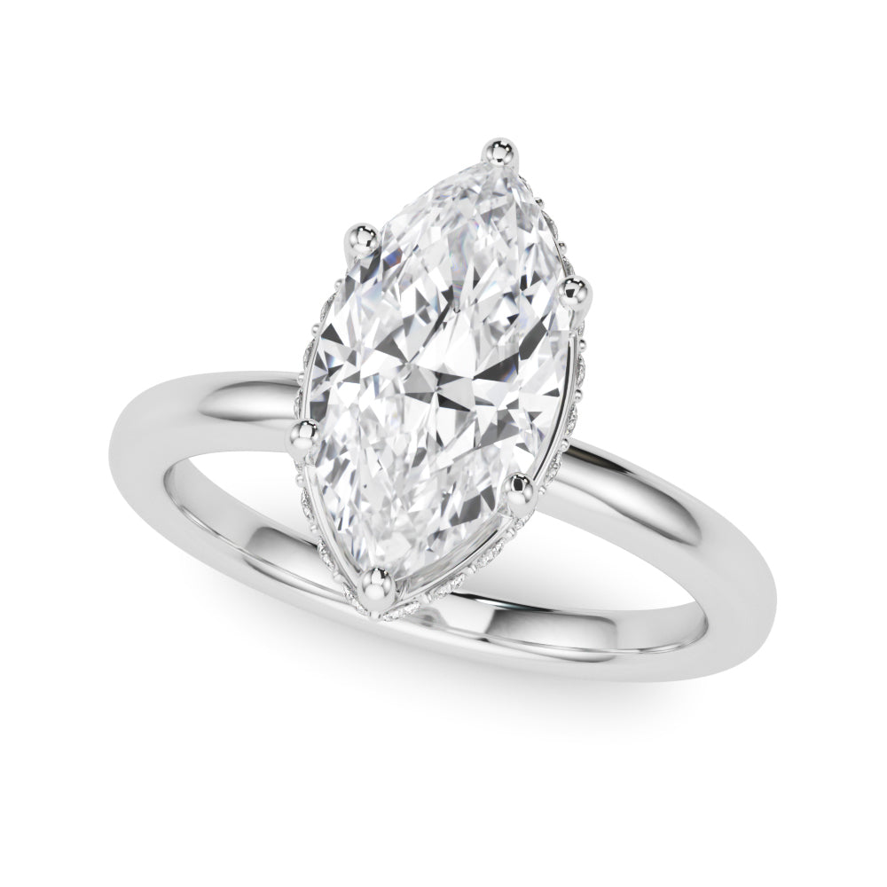 Double Hidden Halo Marquise Engagement Ring