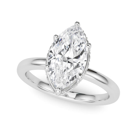 Double Hidden Halo Marquise Engagement Ring