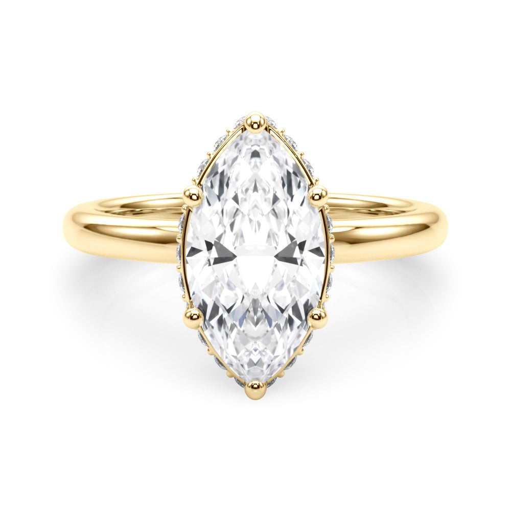 Double Hidden Halo Marquise Engagement Ring